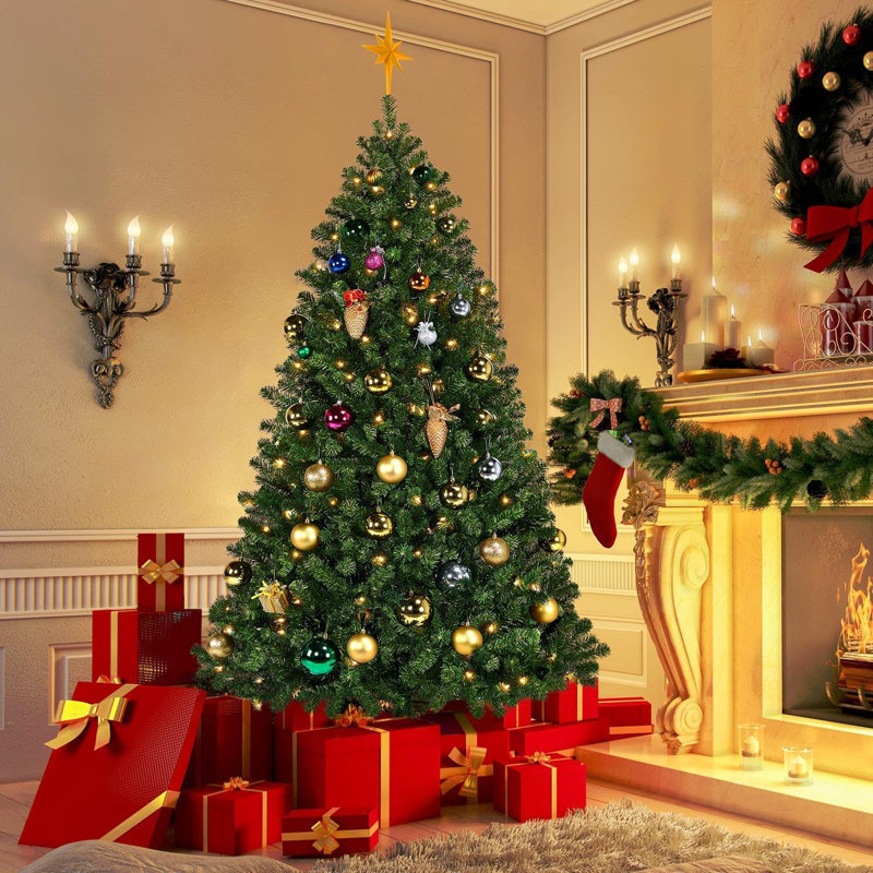 Sapin de Noël artificiel à charnières illuminé 6 pi pré-éclairé pour Noël