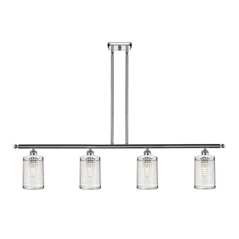 Luminaire suspendu cylindrique à 4 lumières Peraza, Chrome poli