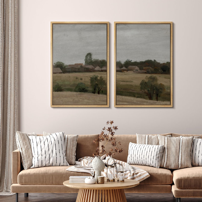 «Pastoral Elegance Classic Countryside Dual Canvases», 2 pièces sur toile, Naturel, H 36 po x l 48 po