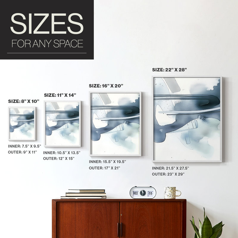ABSTRACT Series DCCX III, reproduction encadrée - bois massif, H 15 po x l 12 po, Blanc