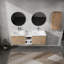 Meuble-lavabo mural avec lavabo et armoire latérale, portes à fermeture en douceur-382711587