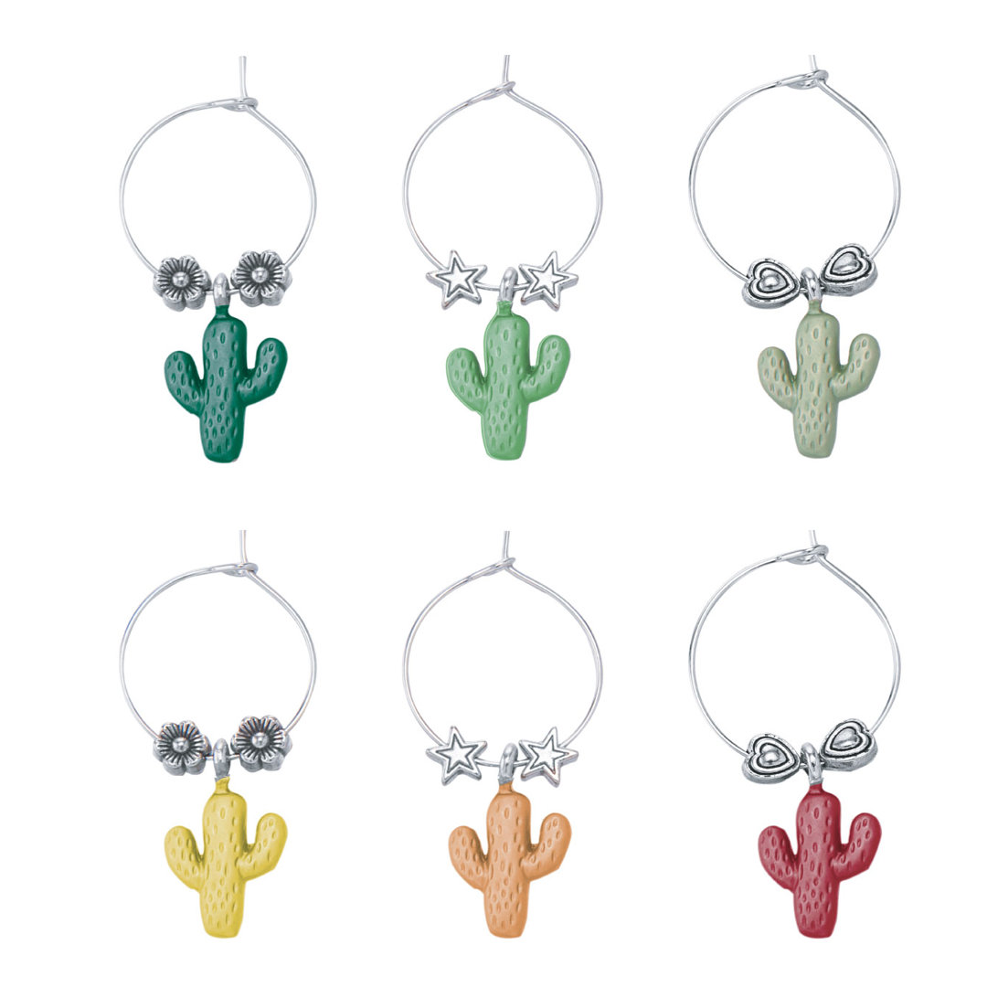 Jocquis Saguaro Cactus 6 Piece Wine Charm Set Ebern Designs