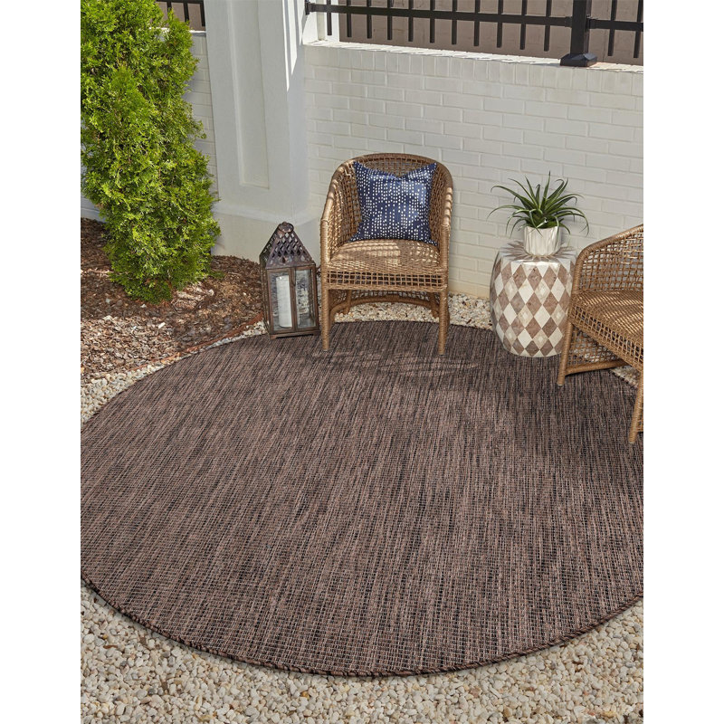Tapis d'intérieur brun clair Abderus, Rond 13 pi