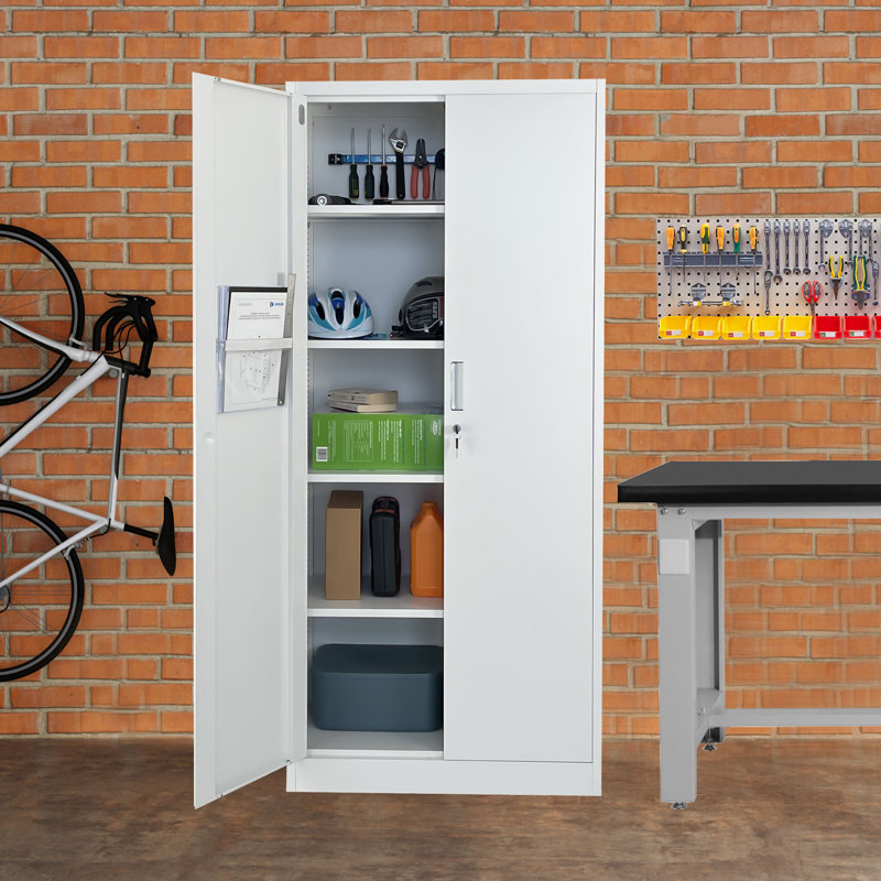 Armoire de rangement en métal H 70,9 po x l 31,5 po x P 15,75 po Gackle, Blanc