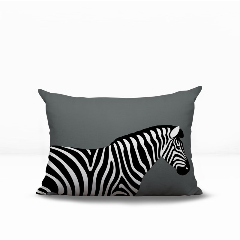 Hala Zebra Reversible Indoor/Outdoor Rectangle Pillow, 25"H x 18"W, Gray