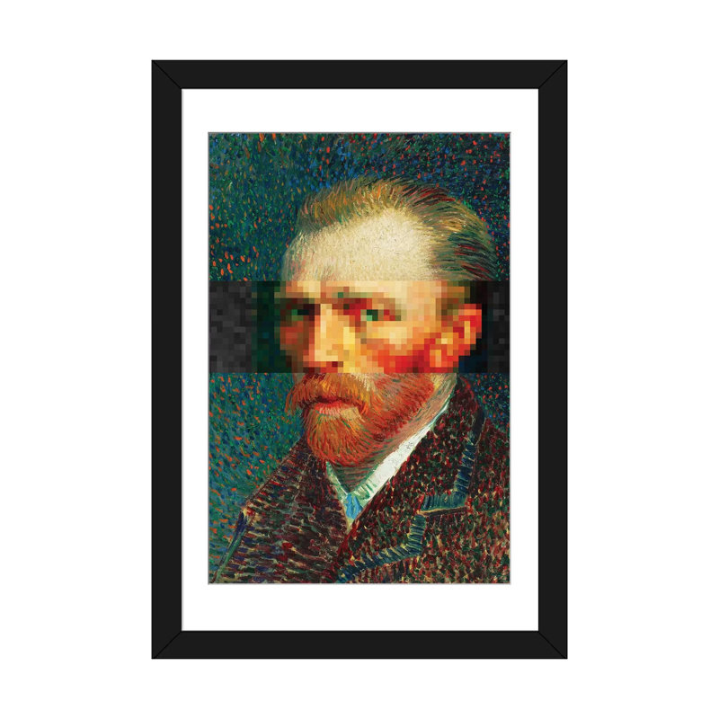 « pix », impression sur toile, Papier d'art encadré noir, H 32 po x l 24 po x P 1 po, Blanc