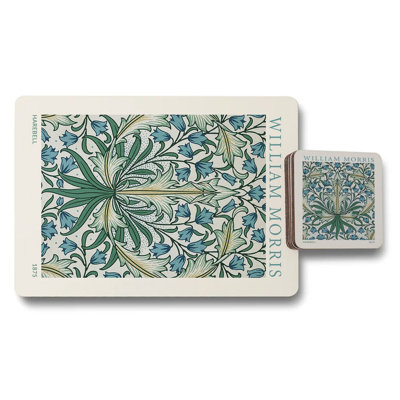 William Morris Placemat And Coaster Set Wooden Bottom Botanical Textile Collection Limited Edition