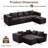 Modular Chenille Cloud Sofa, 3-Piece Boneless L-Shape Sectional with Ottoman, No Assembly-1561601938