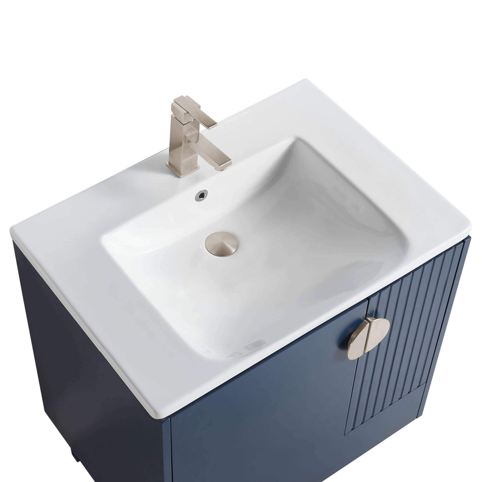 Saimah 30'' Single Bathroom Vanity, Navy Blue, Satin Nickel