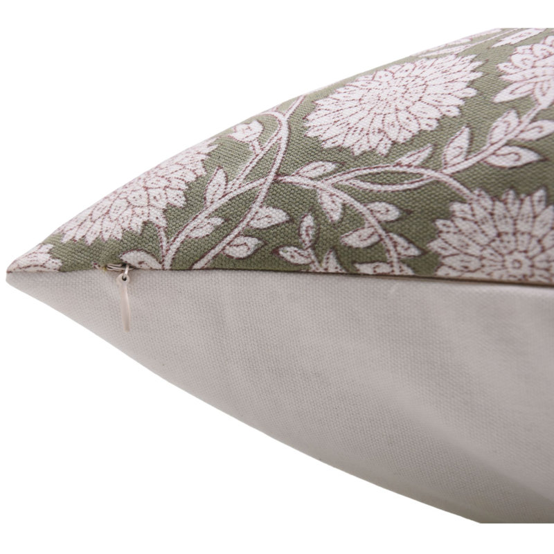 Housse de coussin intérieure / extérieure en coton floral Rajat, H 16 po x l 16 po