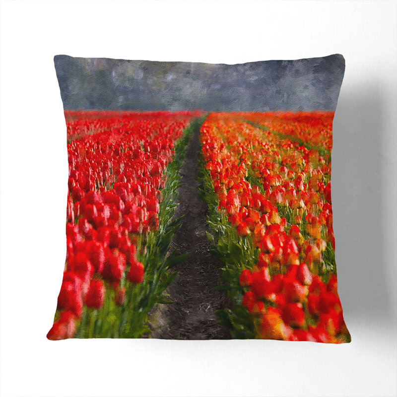 Floral Square Cushion, 55cm H x 55cm W x 20cm D
