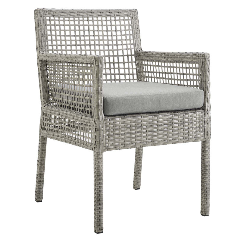 Aura Outdoor Patio Wicker Rattan Dining Armchair, Gray