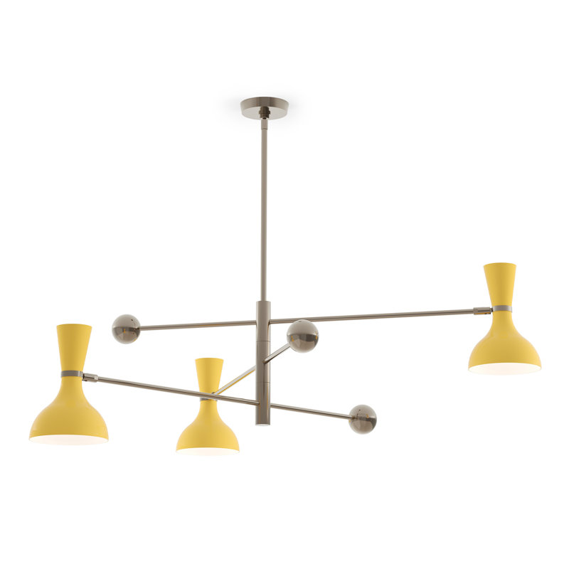 Luminaire suspendu 3 lumières Clare, Coucher de soleil, Nickel poli