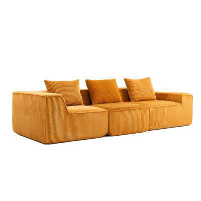 3 - Seat Art Casual Orange Corduroy With Compressed Cushions, Soft Seats, No Assembly For Main Living Areas All Structure, Seating,