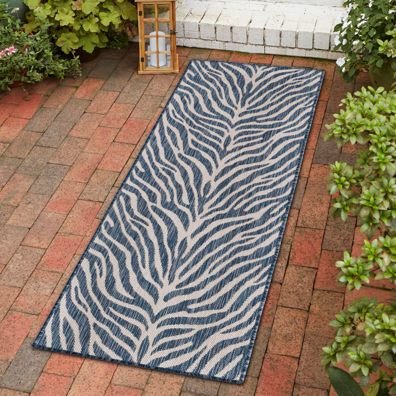 Tapis intérieur / extérieur bleu Itchington, Tapis de couloir 2 pi x 6 pi