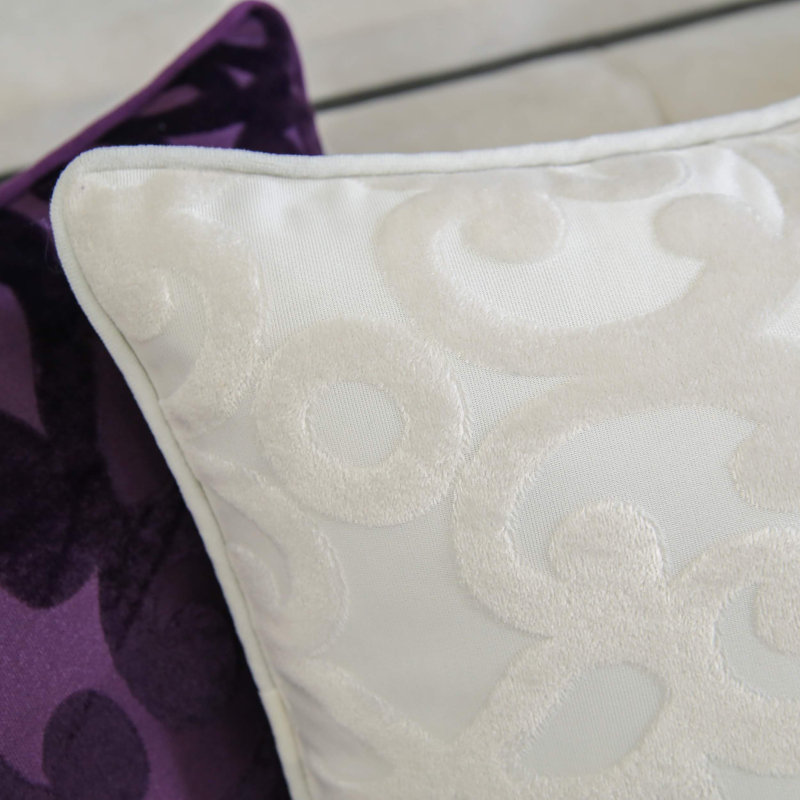 Damask Velvet Throw Pillow, Ivory