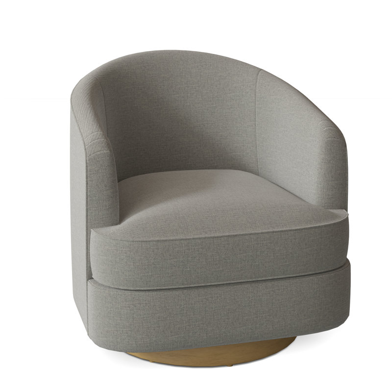 Tipsy Upholstered Swivel Barrel Chair, Nickel, 9508 Smoke 100% Polyester