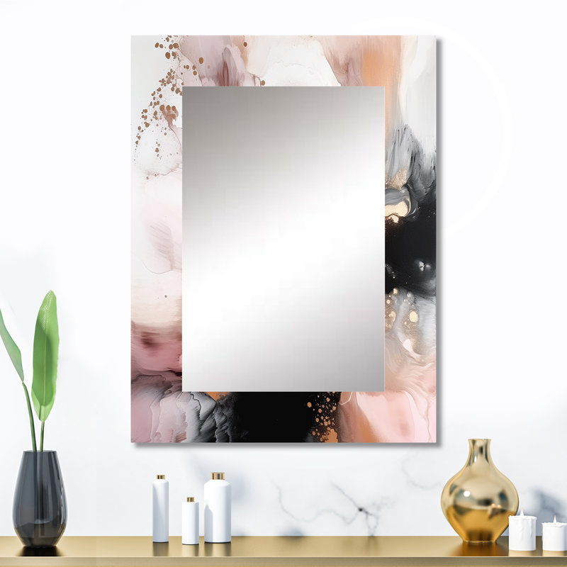 Texture or rose Splash Marble II - miroir décoratif en marbre, miroir mural moderne, impression d'art en métal, 32 po x 24 po