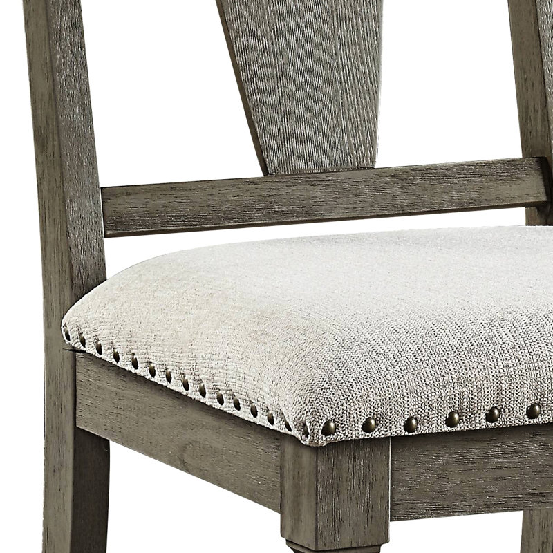 2 chaises d'appoint rustiques en lin beige - style chêne vieilli