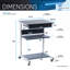 Chariot roulant pour ordinateur portable avec tiroir de rangement, chariot de bureau en graphite