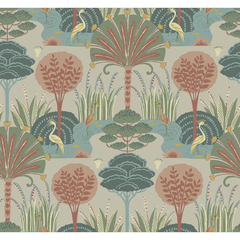 Papier peint Mandeville Tropical Paradise, Multicolore