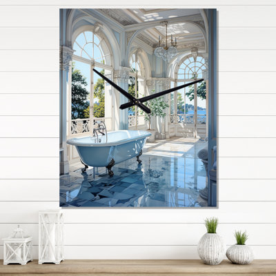 Bathroom Tranquil Reflections II - Horloge murale de salle de bain surdimensionnée