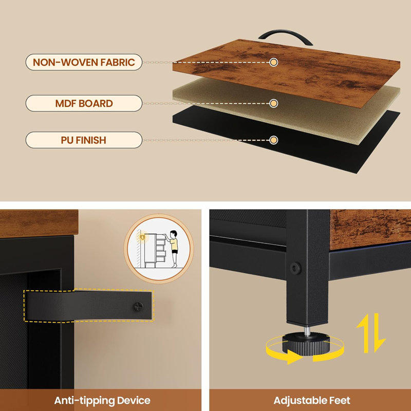 LED TV Stand Dresser for Bedroom, 55 Inch, 12 Drawers
