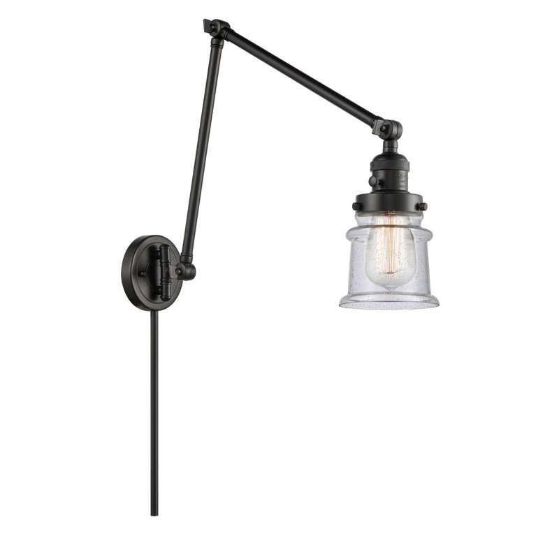 Capone 1 - Light Dimmable Plug-in Swing Arm, Matte Black, Seedy, 3.5 Watt Vintage LED Bulb