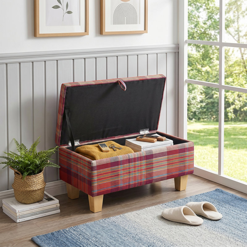 49cm Wide Rectangle Standard Ottoman, 34" H x 71" W x 37" D, Red Plaid