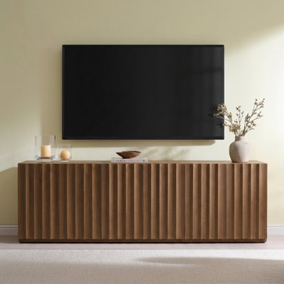Modern Fluted TV Stand Set of 2, Entertainment Center for TVs 85" or up, with Adjustable Shelves