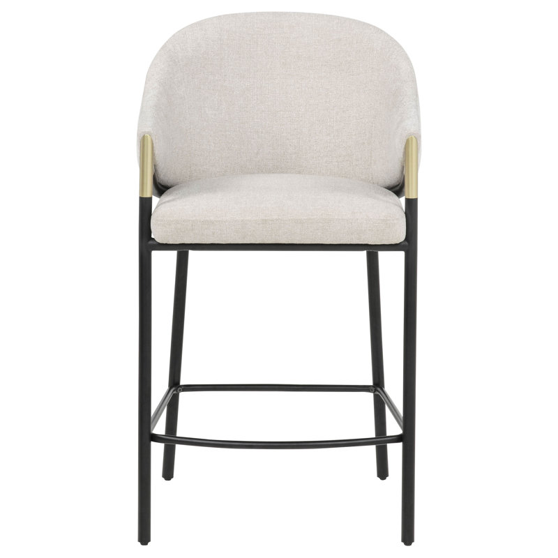 Chaise rembourrée en tissu Farlow beige, Tabouret de comptoir (siège d'une hauteur de 27 p