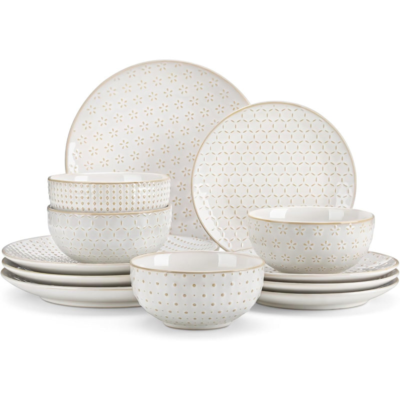 Stoneware Dinnerware - Service for 4, White