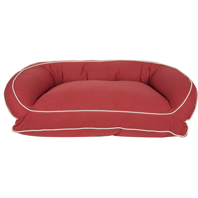 Classic Canvas Bolster with Contrast Cording, Medium (36" W x 27" D x 10.5" H), Red