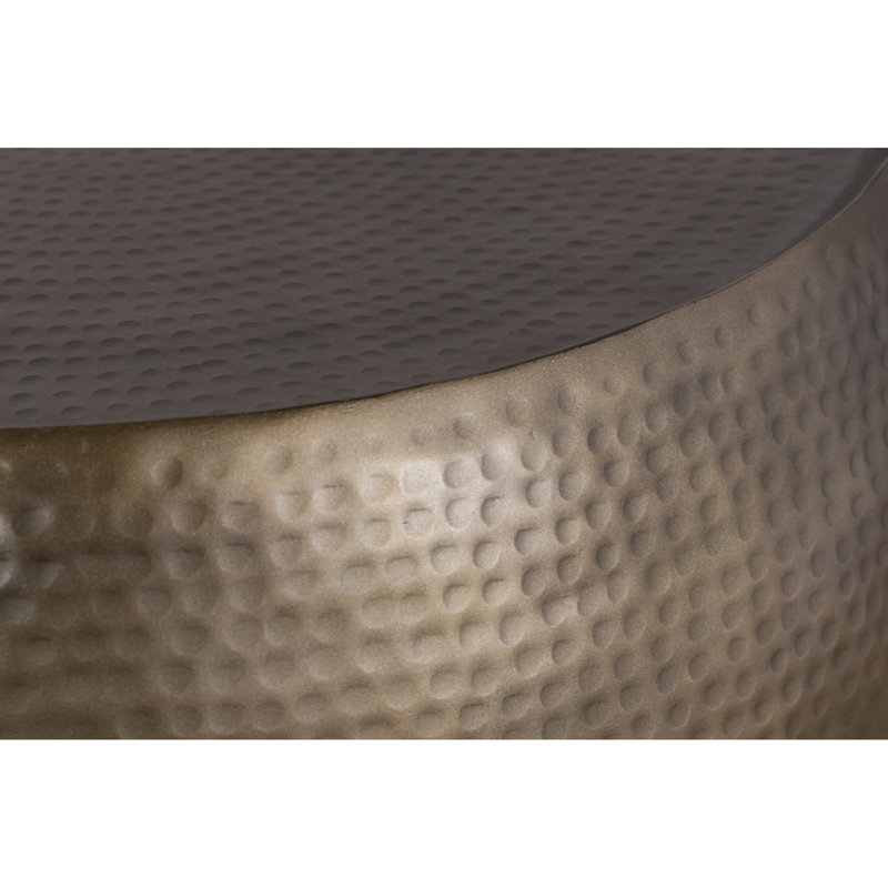 Table basse ronde en aluminium de 32 po avec une finition dorée antique exquise faite à la main, spacieuse et élégante pour la conception de la maison, surface, prête à améliorer l'espace de vie