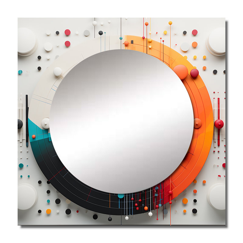 New Balance Creative Music - Miroir mural géométrique moderne pour salon, 23 po x 23 po