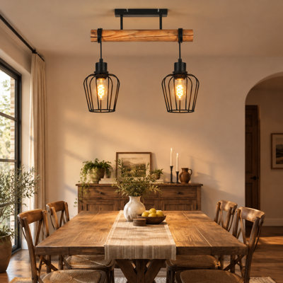 2-Light Black Semi Flush Mount