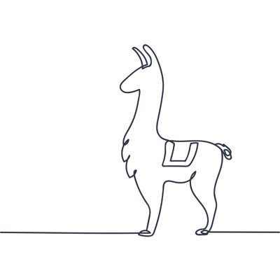 Single Line Llama - Wrapped Canvas Print