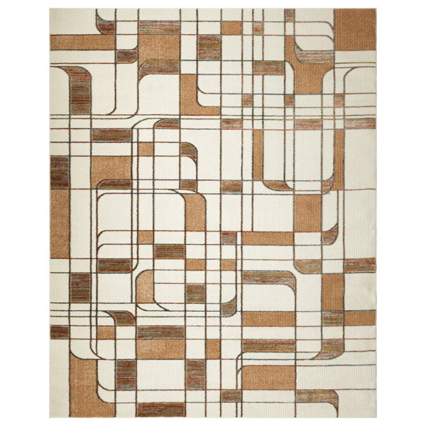 Ebern Designs Nordic Ivory Rust Mid-Century Modern Indoor Rug & Reviews ...