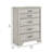 Jeni Tall Dresser Chest, 5 Drawers, Chrome Handles, Rustic White Mist