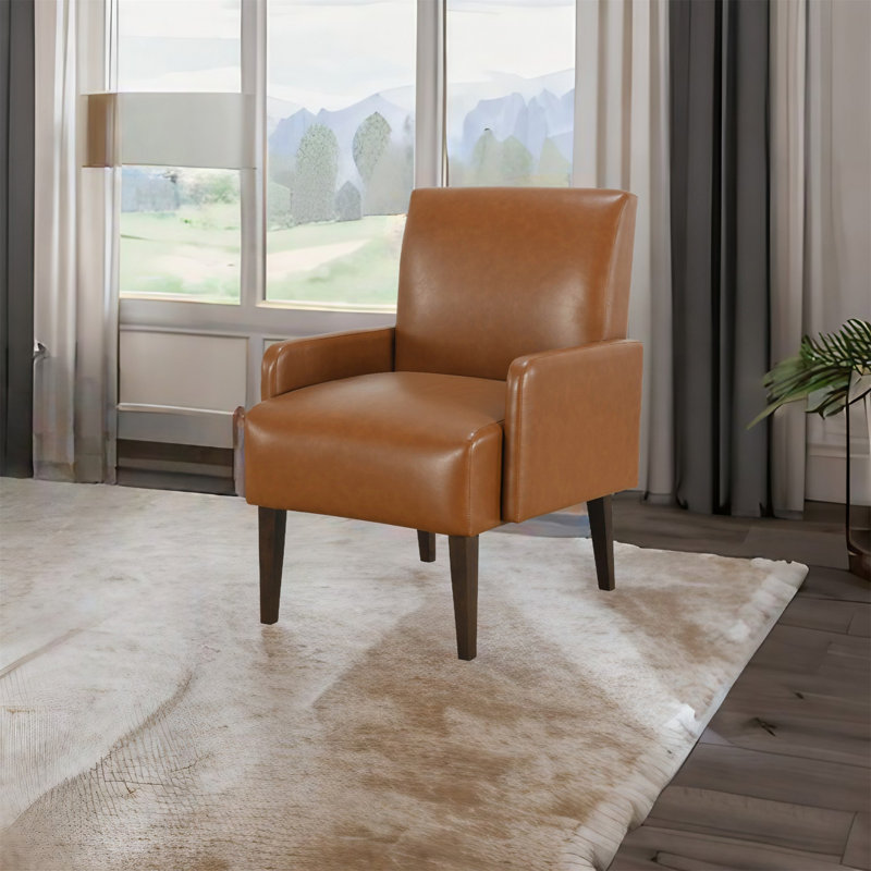 Brown Leather-Like Accent Chair