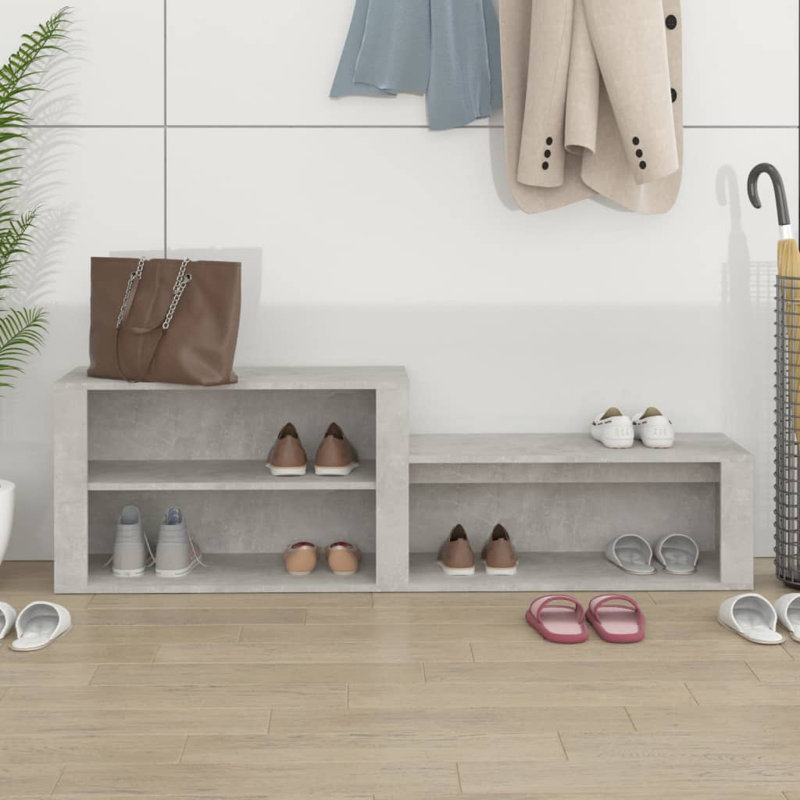 9 Pair Shoe Rack, Concrete Grey