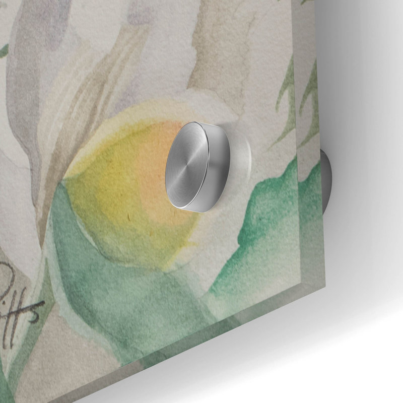 «White Peony» par Sharon Pitts, art mural en verre acrylique, H 24 po x l 36 po x P 0,2 po