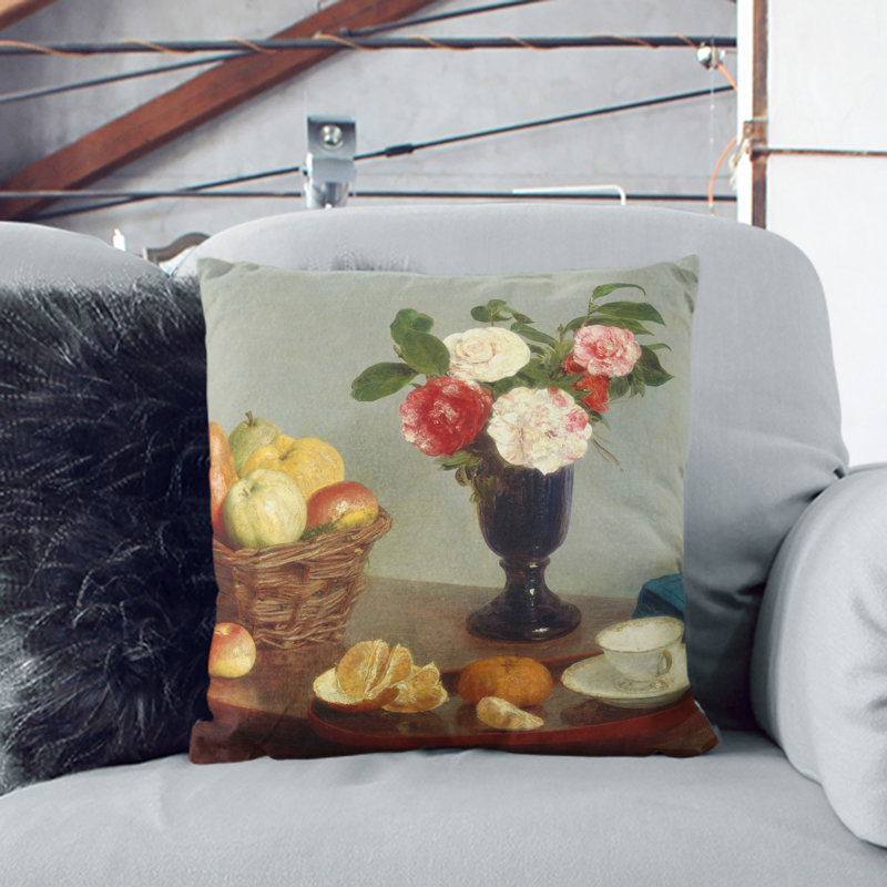 Still Life Fruit With Flowers Vol.9 Square Throw Cushion, 40cm H x 40cm W x 15cm D