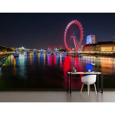 London Eye Night City Lights Wallpaper Mural