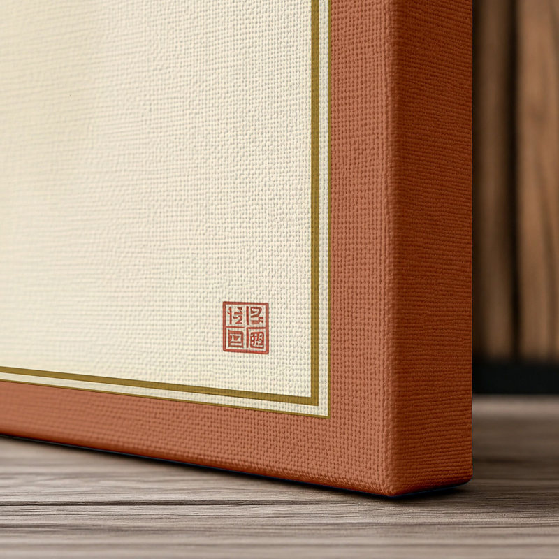 Bamboo in Ink Japandi - Wrapped Canvas, 24x16 - 61.0 x 40.6 cm, Terracotta Border