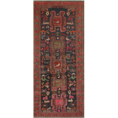One-of-a-Kind 4'1" X 9'9" 1980s Runner Wool Area Rug in
