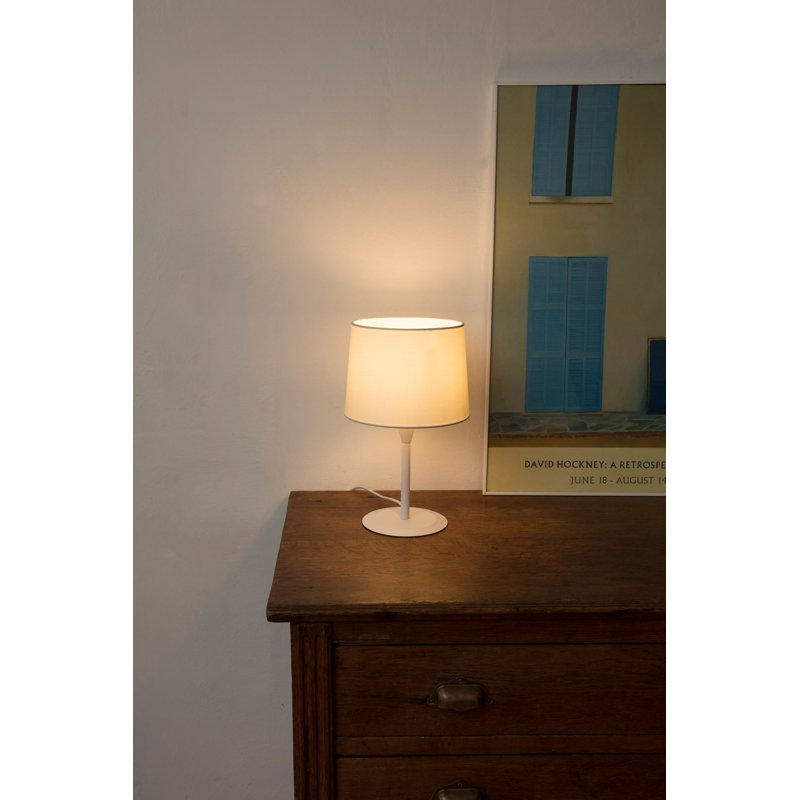 Conga Table Lamp, 17.5" H x 8.5" W x 8.5" D, White, Beige