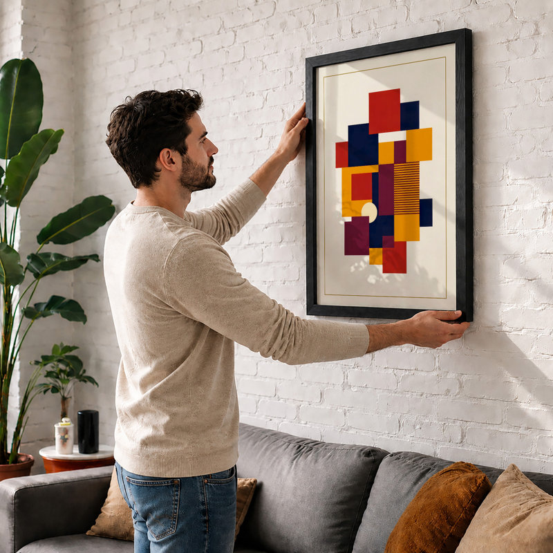 Blocks Geometric - Print, A2 - 59.4 x 42.0 cm, Black