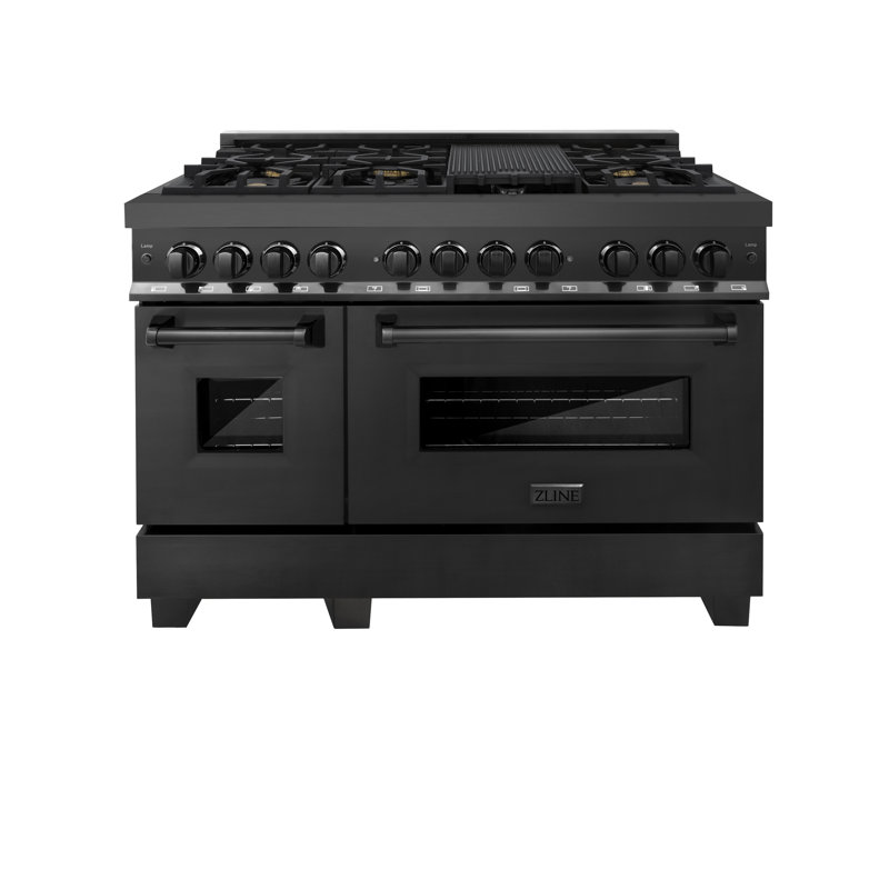 ZLINE 48" Legacy Dual Fuel Range w/ 6 Brass Burners & 2 Ovens in Black Stainless Steel