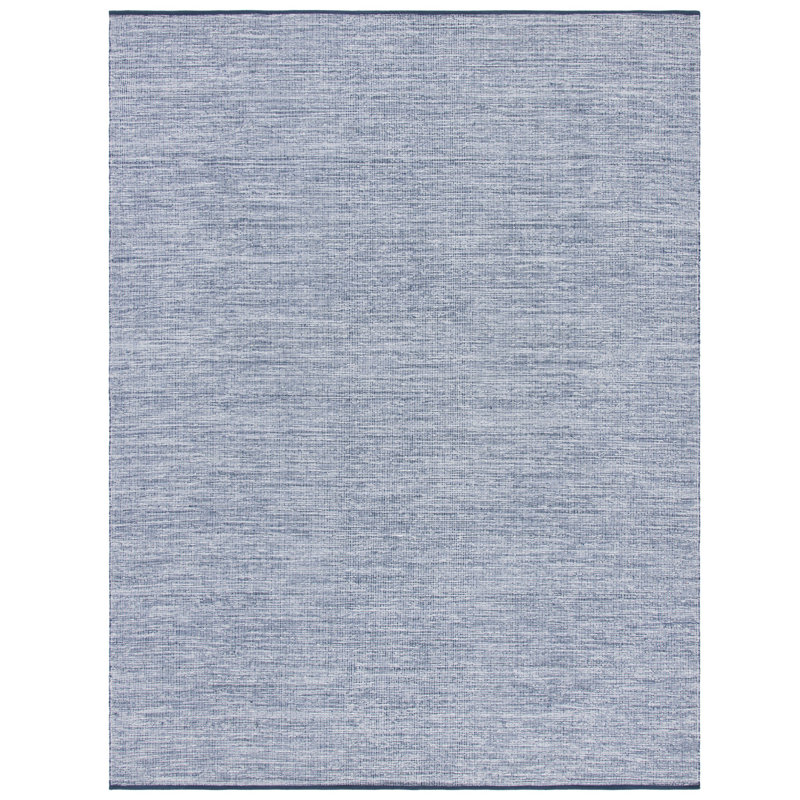 Dunlap Flat Weave Cotton Navy/Blue Modern Rug, Rectangle 6' x 9'